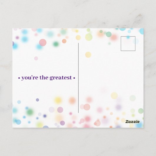 かわいいモダン泡ありがとうカラフル ポストカード (裏面)