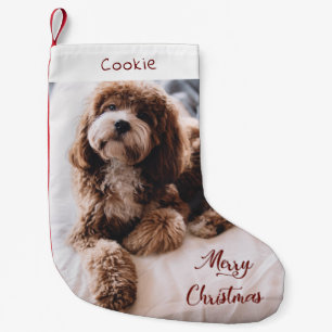 かわいいモダン犬の写パーソナライズされた真 スモールクリスマスストッキング