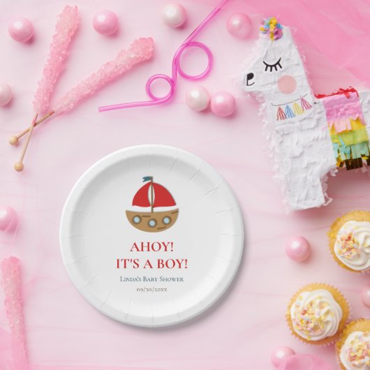 かわいいモダン男の子の赤ん航海のだシャワー ペーパープレート (パーティー)