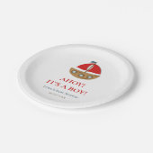 かわいいモダン男の子の赤ん航海のだシャワー ペーパープレート (アングル)