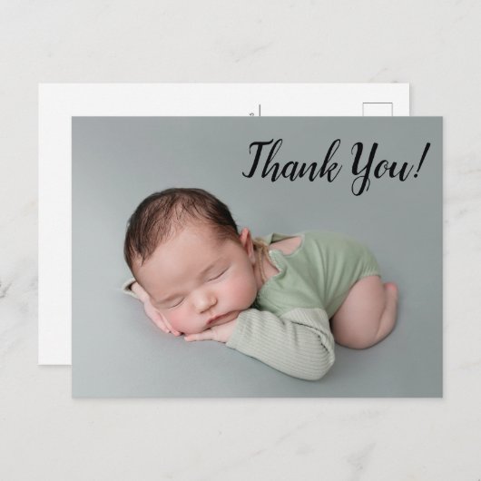 かわいいモダン男の赤ちゃんありがとう 案内ポストカード (正面/裏面)