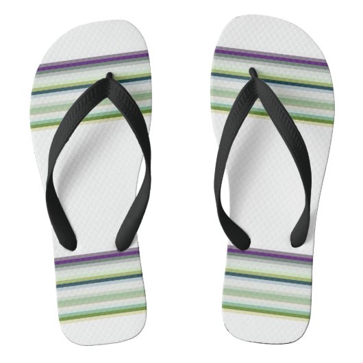 かわいいモダン白いストライプ ビーチサンダル (フットベッド)
