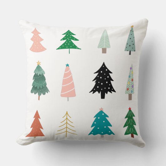 かわいいモダン白い背景クリスマス クッション (正面)