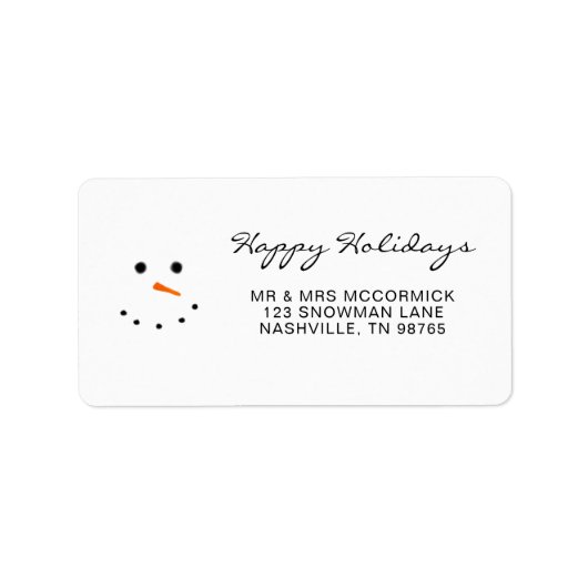 かわいいモダン白雪だるま顔アドレス ラベル (正面)