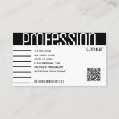 かわいいモダン白黒ストライプのストライプQRコード 名刺 (裏面)