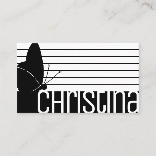 かわいいモダン白黒ストライプのストライプQRコード 名刺 (正面)