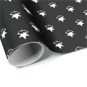 かわいいモダン白黒雪の星クリスマス ラッピングペーパー (ロールコーナー)