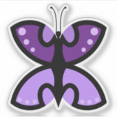 かわいいモダン紫蝶グラフィックアクセント シール (正面)