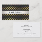 かわいいモダン美しいブラックと金ゴールドハートパターン 名刺 (正面/裏面)