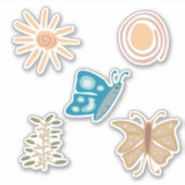 かわいいモダン自然抽象芸術図形 シール (正面)