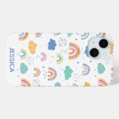 かわいいモダン虹と雲のパターパーソナライズされたン Case-Mate iPhoneケース (裏面 (横))