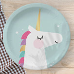 かわいいモダン虹の一角 ペーパープレート<br><div class="desc">利用可能： http://www.zazzle.com/selectpartysupplies</div>