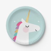 かわいいモダン虹の一角 ペーパープレート (正面)