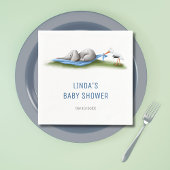 かわいいモダン象の男の子の赤ちゃんシャワー スタンダードカクテルナプキン