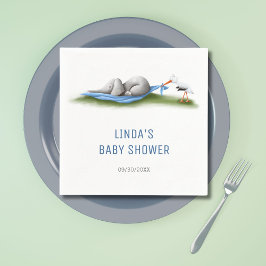 かわいいモダン象の男の子の赤ちゃんシャワー スタンダードカクテルナプキン