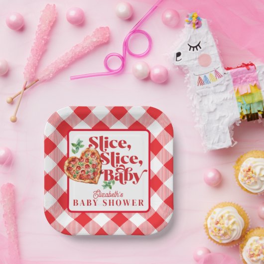 かわいいモダン赤いスライス赤いシャワー ペーパープレート (パーティー)