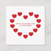 かわいいモダン赤いハートカスタムバレンタインデー エンクロージャーカード (正面)
