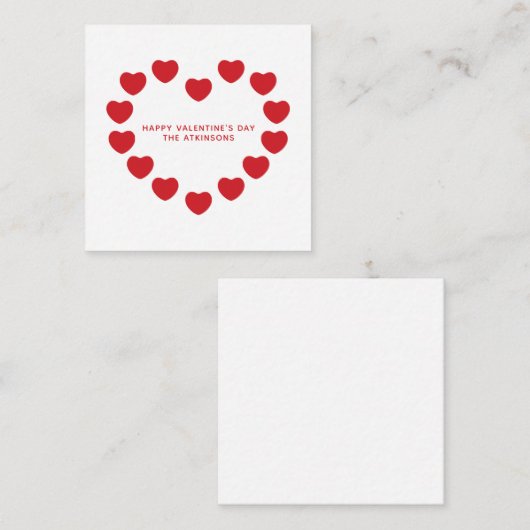 かわいいモダン赤いハートカスタムバレンタインデー エンクロージャーカード (正面/裏面)