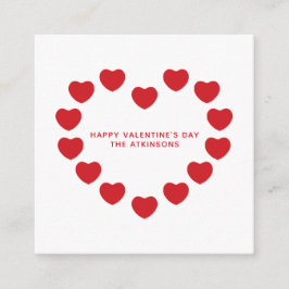 かわいいモダン赤いハートカスタムバレンタインデー エンクロージャーカード