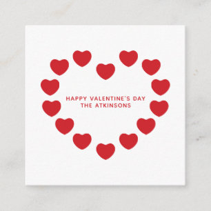 かわいいモダン赤いハートカスタムバレンタインデー エンクロージャーカード