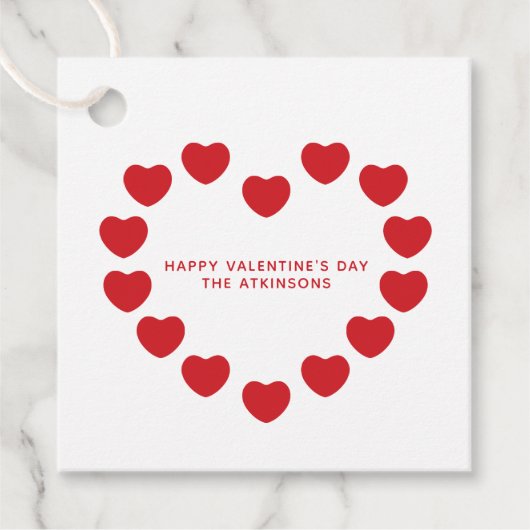 かわいいモダン赤いハートカスタムバレンタインデー フェイバータグ (正面)