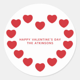 かわいいモダン赤いハートカスタムバレンタインデー ラウンドシール