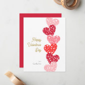 かわいいモダン赤いハートハッピーバレンタインデー ノートカード (正面/裏面インサイチュ)