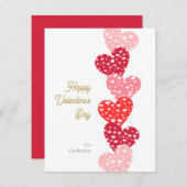 かわいいモダン赤いハートハッピーバレンタインデー ノートカード (正面/裏面)