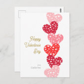 かわいいモダン赤いハートハッピーバレンタインデー ポストカード (正面/裏面)