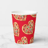 かわいいモダン赤いハート型ピザ 紙コップ (裏面)