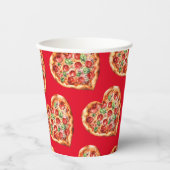 かわいいモダン赤いハート型ピザ 紙コップ (正面)