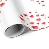かわいいモダン赤い水色のハート ラッピングペーパー (ロールコーナー)