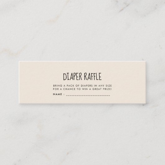 かわいいモダン赤ちゃんシャワーおむつラッフルチケット スキニー名刺 (正面)