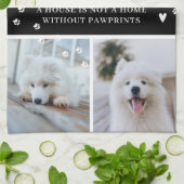 かわいいモダン足の跡パーソナライズされた,ペットの名前写真 キッチンタオル (折り畳み)