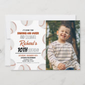 かわいいモダン野球スポーツキッズフォト誕生日 招待状 (正面)