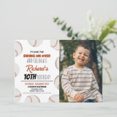 かわいいモダン野球スポーツキッズフォト誕生日 招待状 (スタンド正面)