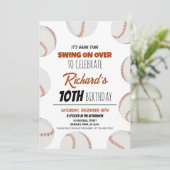 かわいいモダン野球スポーツ子供の誕生日 招待状 (スタンド正面)