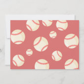 かわいいモダン野球リボン写真第1誕生日 招待状 (裏面)