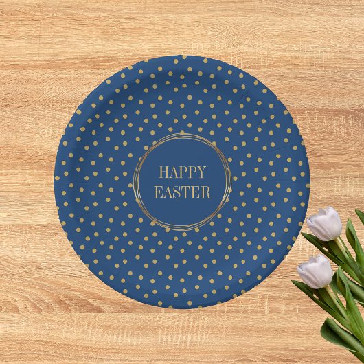 かわいいモダン金ゴールド水玉模様クリスチャンハッピーイースター ペーパープレート