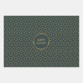 かわいいモダン金ゴールド水玉模様クリスチャンハッピーイースター ラッピングペーパーシート (正面)