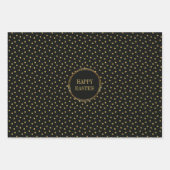 かわいいモダン金ゴールド水玉模様クリスチャンハッピーイースター ラッピングペーパーシート (正面)