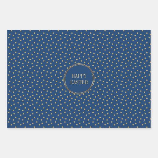 かわいいモダン金ゴールド水玉模様クリスチャンハッピーイースター ラッピングペーパーシート (正面2)