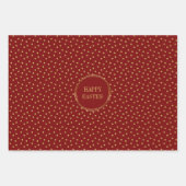 かわいいモダン金ゴールド水玉模様クリスチャンハッピーイースター ラッピングペーパーシート (正面)