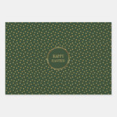 かわいいモダン金ゴールド水玉模様クリスチャンハッピーイースター ラッピングペーパーシート (正面2)