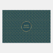 かわいいモダン金ゴールド水玉模様クリスチャンハッピーイースター ラッピングペーパーシート (正面2)