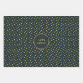 かわいいモダン金ゴールド水玉模様クリスチャンハッピーイースター ラッピングペーパーシート (正面)