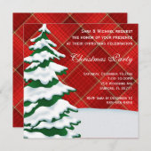 かわいいモダン雪のクリスマスツリーパーティの招待状 招待状 (正面/裏面)