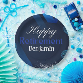 かわいいモダン青と白の幸せな退職 ペーパープレート