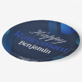 かわいいモダン青と白の幸せな退職 ペーパープレート (アングル)