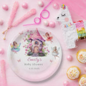 かわいいモダン魔法の妖精ピンクのフローラ園 ペーパープレート (パーティー)